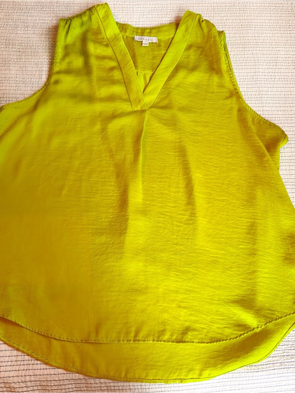 Sleeveless V-Neck Women’s Top in Lime Green